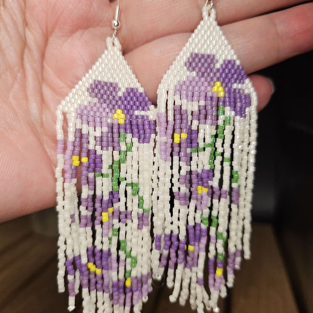 Handmade Pink Forget Me Not Floral Beaded Earrings